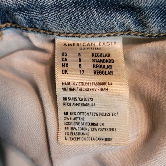 American Eagle Jeans 8 R Next Level Stretch Super Hi Rise Jegging Ripped Patched - Picture 6 of 11